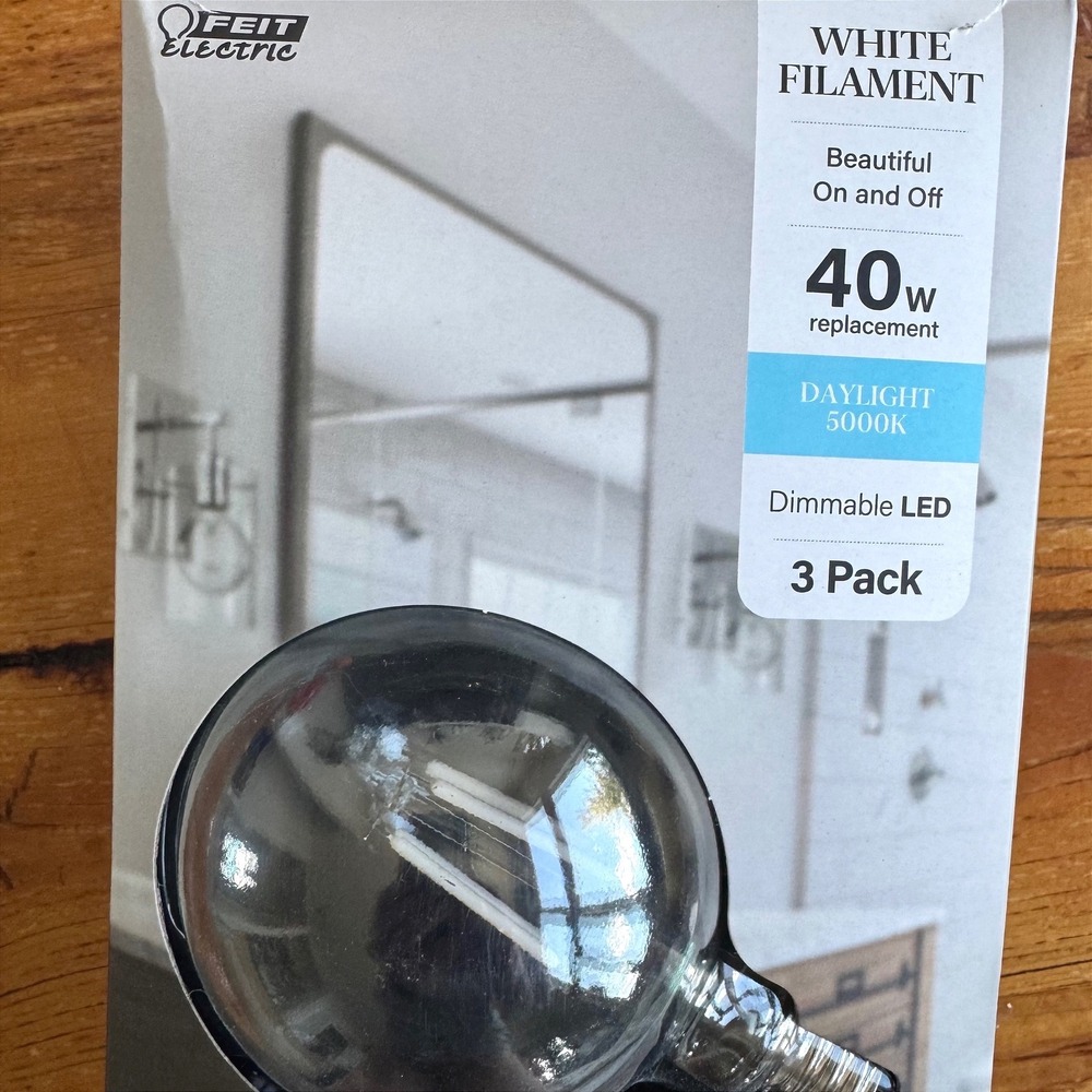 Feit Electric‎ 40W G25 Globe LED Dimmable Daylight 5000K White Filament 3 Pack